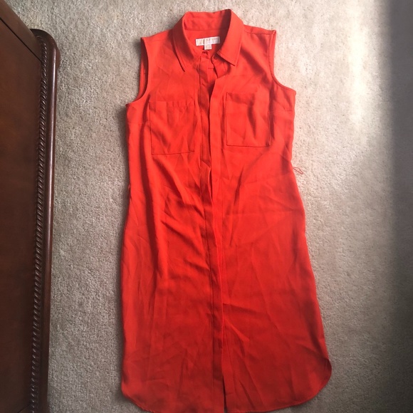 michael kors orange shirt dress MICHAEL Michael Kors Vibrant Orange Ruched Side Drawstring T-Shirt Dress  Size XS